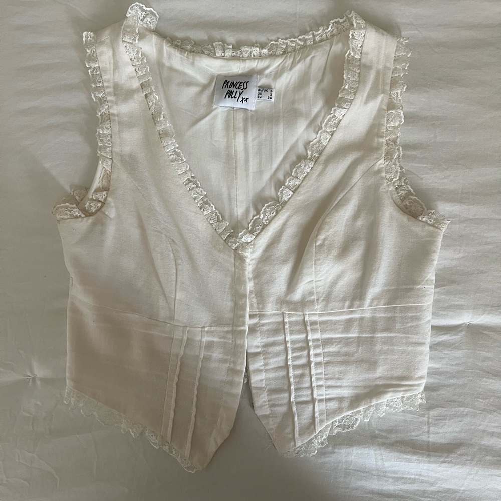 Princess Polly White Lace-Accent Top